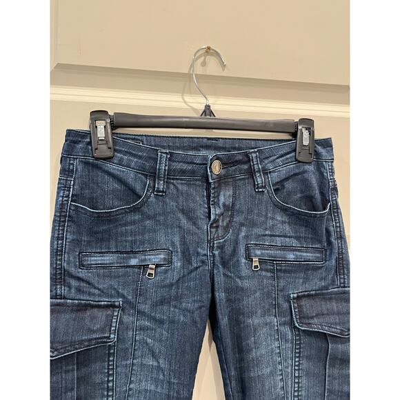 Buffalo David Bitton Women’s Giselle Cargo Jeans Blue Stretch Skinny Size 26 - Picture 2 of 9